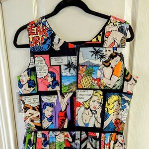 Hemet XL Sleeveless Comic Book Print Pleated Dress - NWT, NEVER WORN
